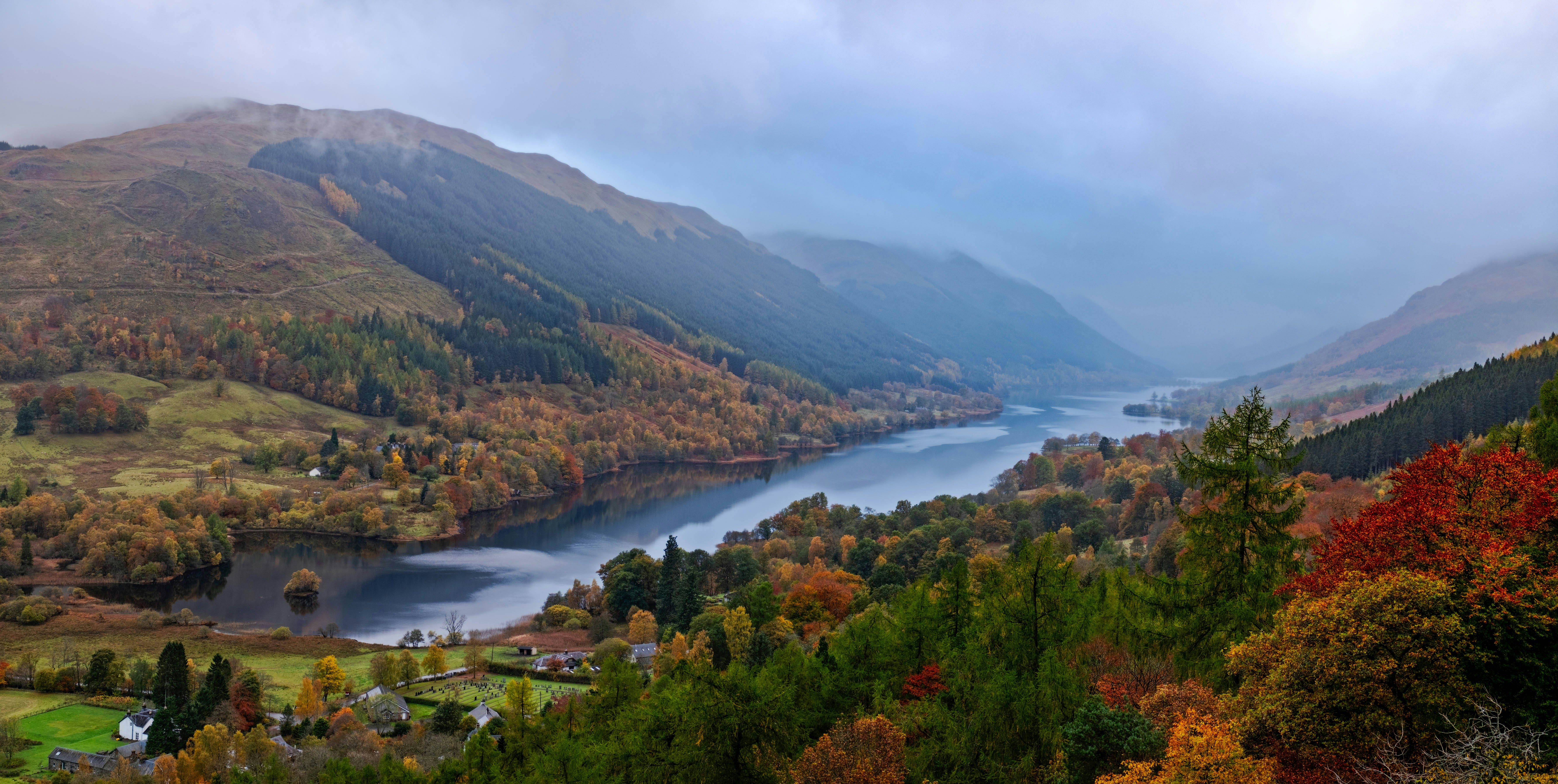 landscape photography of mountains and lake